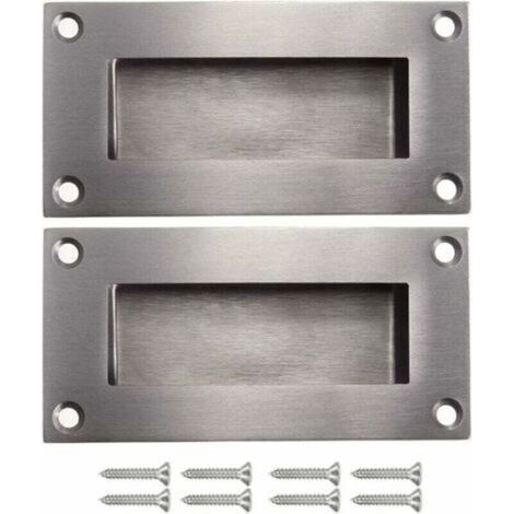 Maniglia a scomparsa per porte, maniglia sostituibile per porte scorrevoli senza maniglia, maniglia anticollisione rettangolare semplice ma elegante in acciaio inox satinato spazzolato, 2 pezzi