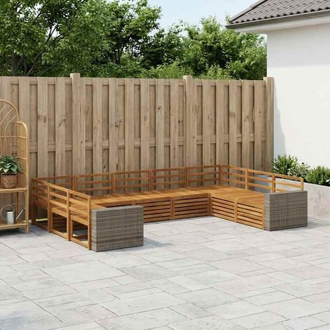 vidaXL Ensemble de canapés d'extérieur 9 pcs Naturel (1/5)