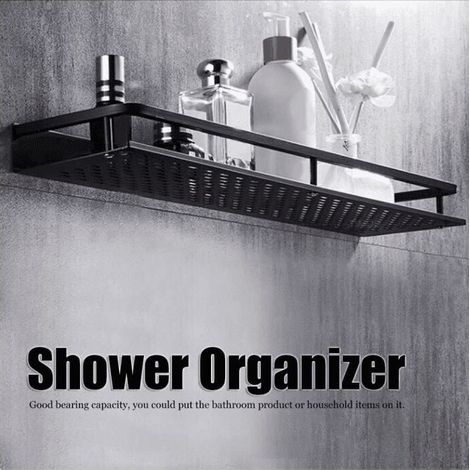 Étagère de salle de bain en acier inoxydable 1 pcs noir 50cm, (1/5)