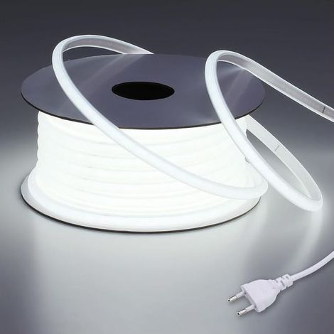 Ruban LED COB étanche 10M 6000K blanc froid – Flex découpable IP65 pour chantiers – Alimentation 220V, sans transformateur (1/5)