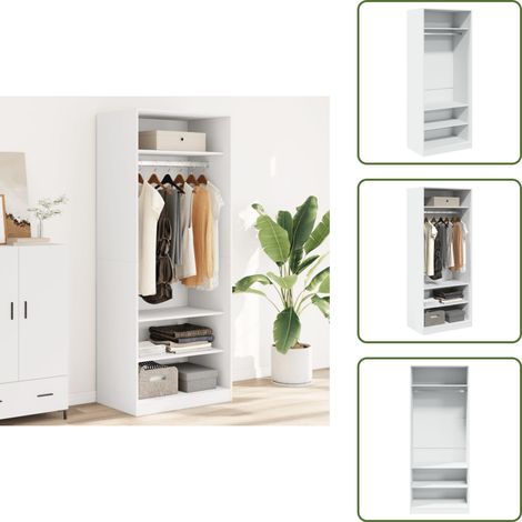 Garde-robe blanc 80x50x200 cm bois d'ingénierie - Armoire Blanche - Meuble Rangement - Dressing - Placard - Organisation Vestimentaire (1/5)