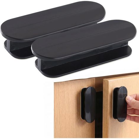2 Pcs Poignee de Porte exterieur Autocollante, poignee baie vitree exterieure, Poignée de Fenêtre Sans Perçage pour Baie Vitrée Coulissante, Tiroir, Meuble de Cuisine, Réfrigérateur, noir (1/5)