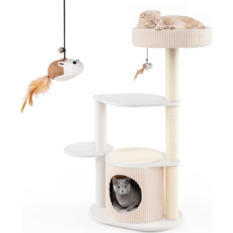 COSTWAY Albero Tiragraffi per Gatti 105 cm, per Gatti Adulti e Piccoli (1/5)