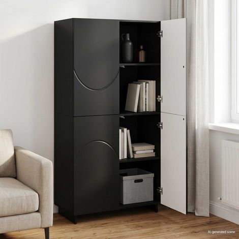 Aparador alto Negro 79 x 41 x 151 cm Madera de ingeniería (1/4)