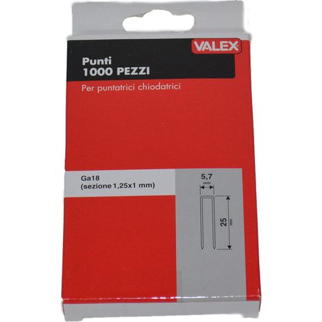 Punti 25X5,7Mm 1000Pz Per Puntatrici/Chiodatrici Spillatrici Valex (1/4)