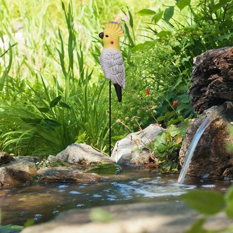 Decorazione da giardino a forma di pappagallo con asta di fissaggio materiale pe