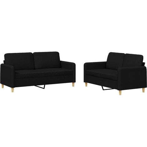Maison Exclusive - Set di Divani 2 pz con Cuscini Nero in Tessuto (1/5)
