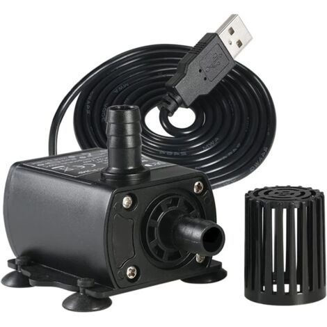 Aquariumpumpe, Aquarium-Wasserpumpe, leise Tauchpumpe, Mini-Wasserfilterpumpe, Teichpumpe, Mini-Brunnen, Aquarium-Filterzubehör, USB, automatisch, leise, DC 5 V, 250 l/h, 2,4 W (1/5)