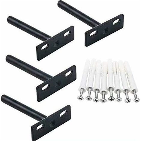 Supports Étagères Flottante Fixation Etagere 4 pièces10mm Etagere Murale Fixation Invisible Supports D'étagères Cachés avec 8pcs Vis et 8pcs Tube d'expansion (1/5)