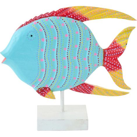 Poisson Déco sur Pied "Pois" 37cm Multicolore (1/2)
