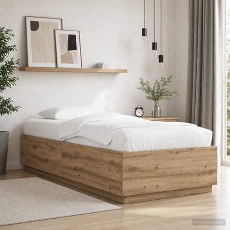 vidaXL Letto con LED con strisce LED Rovere Artigianale 80 x 200 cm (1/5)