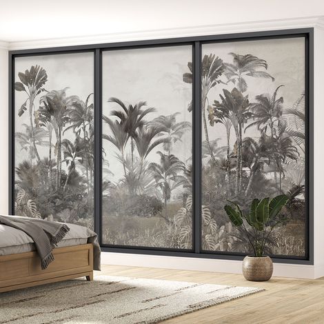 Papier peint panoramique Trompe l'oeil baie vitrée - Jungle - 195 cm x 117 cm (1/5)