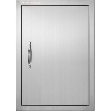 Porte d'Accès pour Barbecue, Simple Porte de Cuisine Extérieure 432x610x46 mm, Porte Encastrée en Acier Inoxydable Réversible, avec Poignée, pour Îlot de Barbecue, Placard Extérieure, Jardin (1/5)
