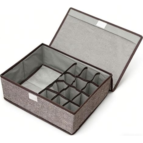 Organisateur de sous-vêtements empilable en tissu respirant, boîte de rangement de chaussettes de soutien-gorge avec couvercle pour placard de maison, garde-robe (1/5)