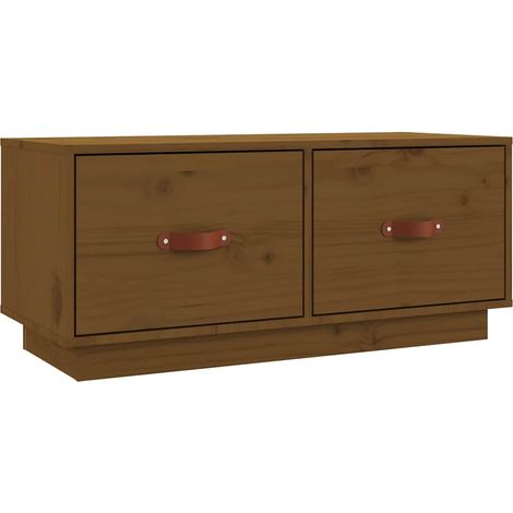 Meuble TV, Étagère TV, Meuble de Salon, Marron miel 80x34x35 cm Bois de pin massif OIB2761E (1/5)
