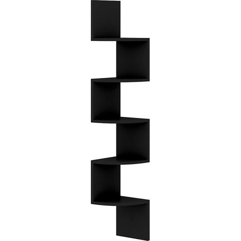 vidaXL Estante de esquina pared madera ingeniería negro 19x19x123 cm (1/2)