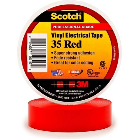 3M Deutschland PVC Elektro-Isolierband 19 mm x 20 m, rot Scotch 35-19X20RDNEW (1/2)