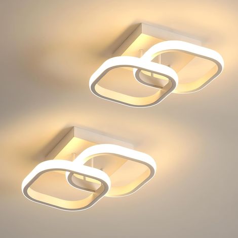 Plafonnier LED moderne, 2 pièces, 22 W, 2475 lm, en aluminium, pour chambre à coucher, salon, couloir, cuisine, lumière chaude 3000 K [Classe E, économie d'énergie]