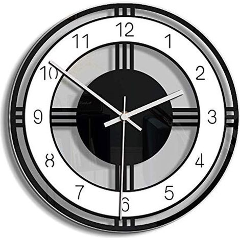 Horloge murale silencieuse, horloge murale ronde irrégulière en acrylique de 11 pouces sans tic-tac, fonctionnant à pile et sans couverture en verre pour décoration de salon/chambre/cuisine/bureau (1/5)
