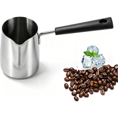 Cafetière Turque Acier Inoxydable avec Long Manche Résistant 600ML Chauffe Pot à Lait et Mousseur à Café, Pichet Polyvalent Pour Cuisine, Camping, Home Cafe Maison Latte Art (1/5)