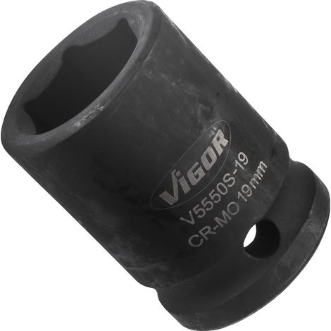 VIGOR Kraft Steckschlüssel Einsatz V5550S-19 Vierkant hohl 12,5 mm (1/2 Zoll) Außen-Sechskant Profil 19 (1/5)