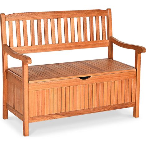 Banc de Jardin en Bois, avec Espace de Rangement, Banc de Balcon pour 2 Places jusqu'à 360 kg, avec Sac intérieur Amovible, Banc pour Jardin, Balcon, terrasse (1/5)