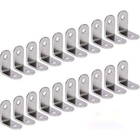 Right Angle Bracket Stainless Steel 90 Degree Corner Bracket L Shaped Corner Bracket Fixing Square Comes Silver 20 Pieces 30 30 16mm (1/4)