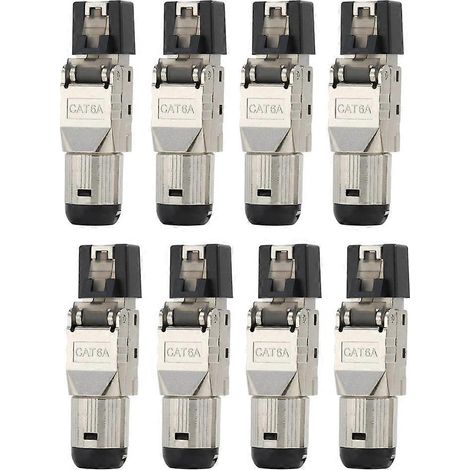 Lot de 8 connecteurs RJ45 Cat6A blindés, à terminaison modulaire sans outil, pour câble LAN 40G 2000 MHz (22-24 AWG). (1/5)