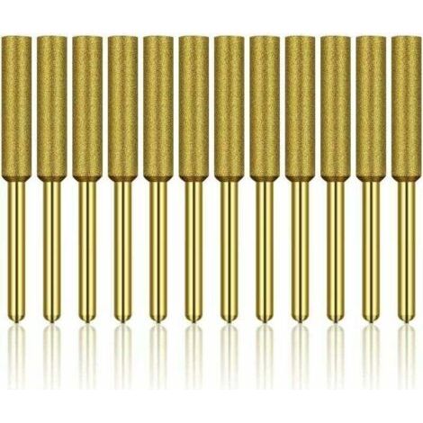 Set mit 12 Diamant-Kettensägeschärfern, hochharten, titanbeschichteten Schleifscheiben, Schärfsteinen, 3/16 Zoll 4,8 mm H122 Derrui
