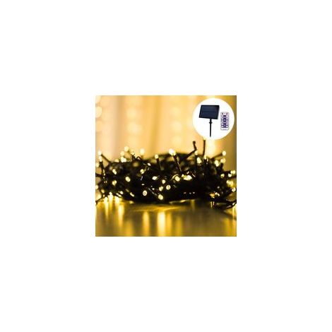 Luci a stringa LED, 10 m, 100 luci bianco caldo per decorazioni esterne, alimentazione solare, accensione automatica, luci a stringa regolabili con telecomando e timer, impermeabili.