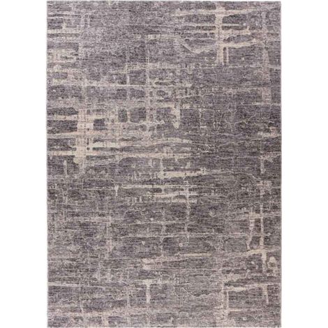 Tapis Tissé Imprimé Abstrait "Jaka" Gris 80 x 150 cm (1/5)