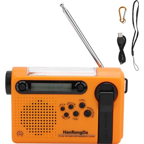 Radio FM/AM Portable avec Chargeur Solaire et Lampe Torche pour Urgences