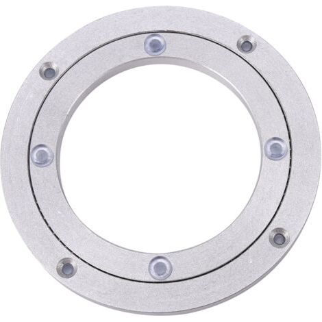 Roulement de bureau, plateau tournant universel de table ronde en alliage d'aluminium argenté, plaque à rouleaux rotative, pour la décoration de gâteaux (8 pouces  diamètre intérieur : 14,5 cm diamètr