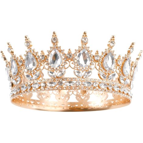 Tiara redonda barroca de princesa para mujer, de cristal (1/5)