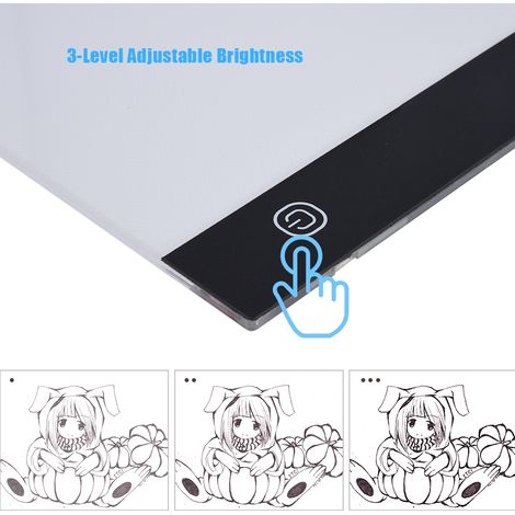 Tableau lumineux LED USB A4 pour pochoirs, boîte lumineuse pour dessin à la ligne (luminosité réglable sur 3 niveaux) (1/5)