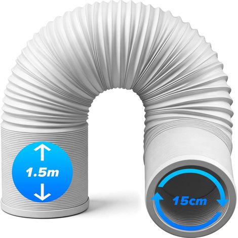 Tuyau d'Échappement de Climatiseur Portable 1.5m Ø150mm Tuyau Kit Climatiseur Mobile Flexible, Tuyau D'éVacuation Universel pour Climatisation, Sèche-Linge, Déshumidificateurs