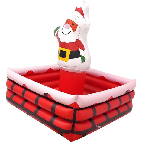 Cubitera inflable portátil para fiestas, nevera inflable con forma de Papá Noel, bolsa para guardar bebidas navideñas. (1/4)