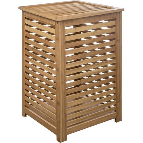 5Five Simply Smart – Panier à linge en bambou 40x40x58 cm – 3 compartiments – Meuble à monter soi-même – Charme pour salle de bain