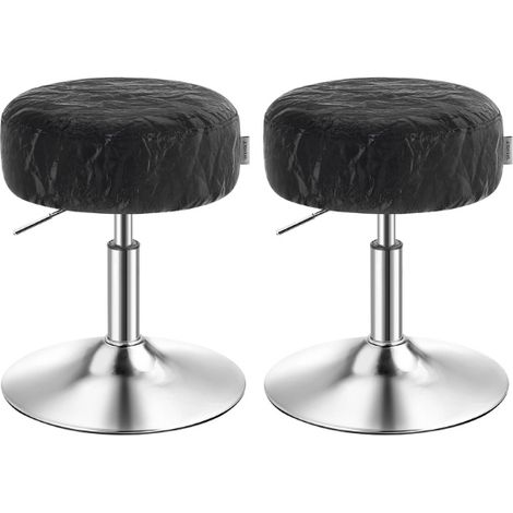 Lot de 2 tabourets de maquillage réglables pivotants 38 x 45,5-57,5 cm assise ergonomique style moderne en PU noir (1/2)