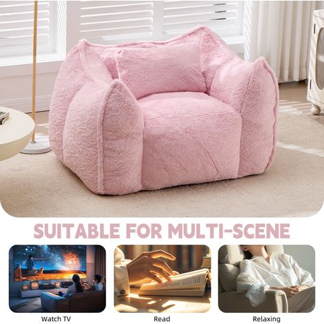 Fauteuil Poire Géant avec Coussin, Pouf Gonflable Confortable pour Adultes et Enfants, Canapé de Sol en Fausse Fourrure Rose pour Salon, Chambre ou Studio (1/5)