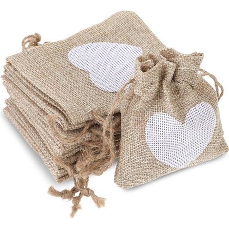 Allecto Plus – 10 kleine Beutel zum Befüllen – Jutebeutel – Geschenktüten – Leinenbeutel für Geburtstage, Hochzeiten und Kinderpartys – 10 x 8 cm (1/5)