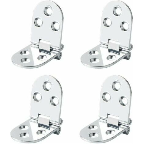 Pair Klapptischscharniere, 180 Grad Edelstahl-Klappmöbelbeschlag, 2,5 mm Dicke, Edelstahl-Chrom-Finish, 4 Stück (1/4)