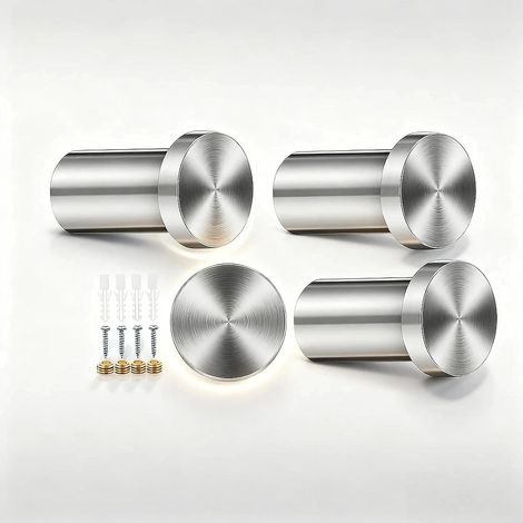 Stück Handtuchhaken zum Bohren, 36 mm Kleiderhaken Edelstahl, Kleiderhaken Silber Garderobe mit Schraubbefestigung, Garderobenhaken Modern für Eingang Küche Badezimmer