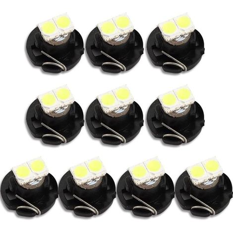 Paquete de 10 bombillas T4.2 de 2 LED, SMD 1210, 20 lm - extremadamente brillantes para salpicaderos de coche, luz blanca de 6500 K (1/5)