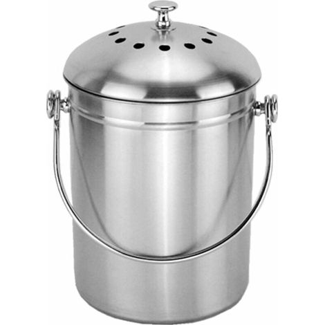 1 Composteur de cuisine, Acier inoxydable, Couvercle anti-odeur, Surface polie, Pour plan de travail (1/5)