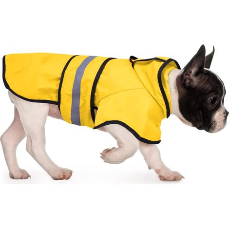 Impermeabile per animali domestici con cappuccio regolabile e riflettente, dotato di foro per il guinzaglio, adatto a cani di piccola e grande taglia, giallo - M