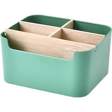 Bambou Organisateur de bureau 5 compartiments porte-stylos vert (1/4)