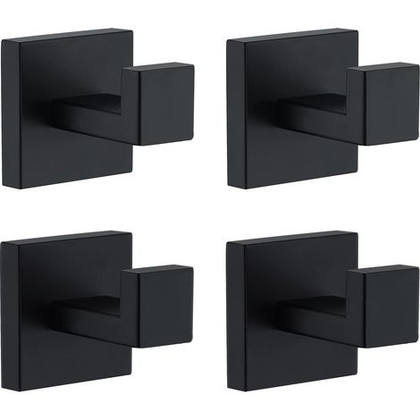 Ganci portasciugamani da bagno - da parete - confezione da 4 - neri (1/5)