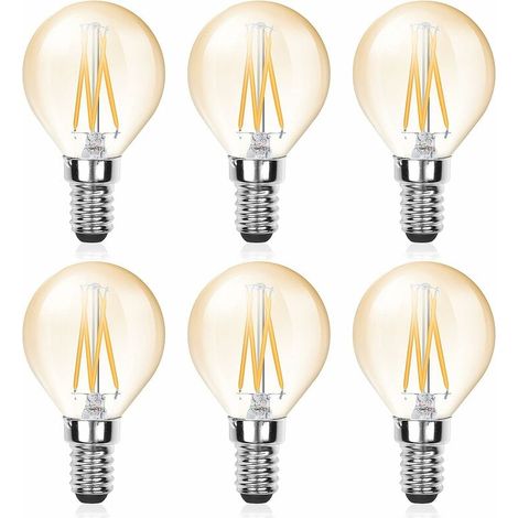 GROOFOO 6 Pcs Ampoule LED E14 Filament G45, 4W (Equivalent 40W), E14 Candélabre Dimmable, Ambre Glow, Ampoule Vintage Blanc Froid 6000K, 220V 380lm, éclairage Vintage pour Lustre (1/5)