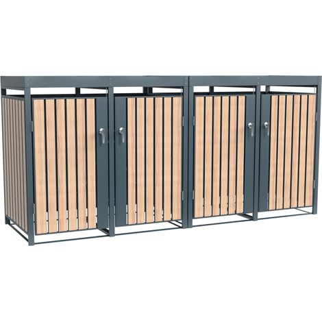 Westmann Metall Mülltonnenbox Planta  4x240 L  Mülltonnenbox mit Pflanzdach  84x264x124 cm